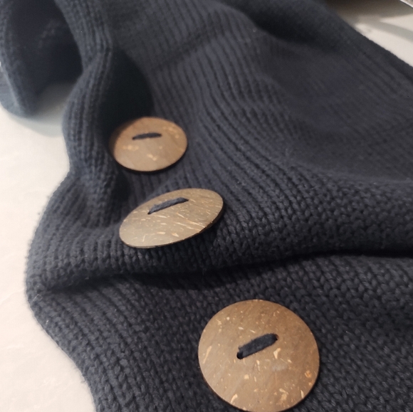 PURE | Original HANDKNIT Button Wrap | Soft 100% Knit Cotton Dark Navy Blue  OS - Picture 6 of 14